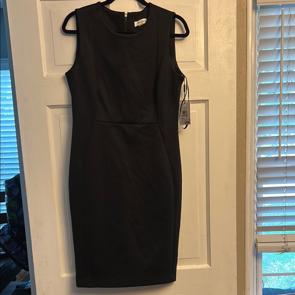 Calvin Klein Black Sleeveless Sheath Midi Dress